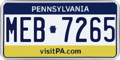 PA license plate MEB7265