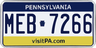 PA license plate MEB7266