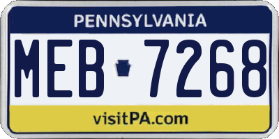 PA license plate MEB7268