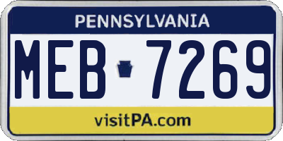 PA license plate MEB7269