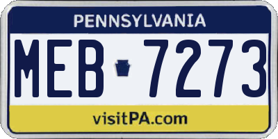 PA license plate MEB7273