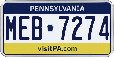 PA license plate MEB7274