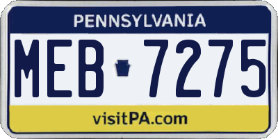 PA license plate MEB7275