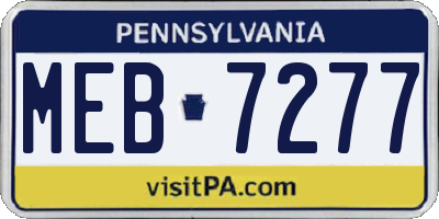 PA license plate MEB7277