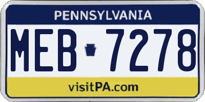 PA license plate MEB7278