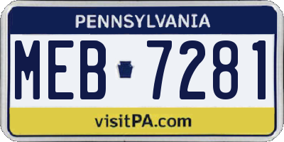 PA license plate MEB7281