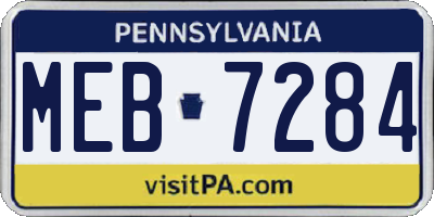 PA license plate MEB7284