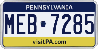 PA license plate MEB7285