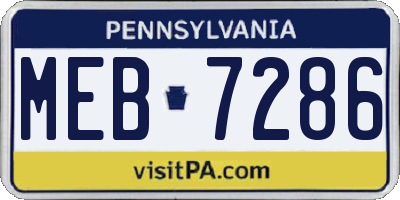 PA license plate MEB7286