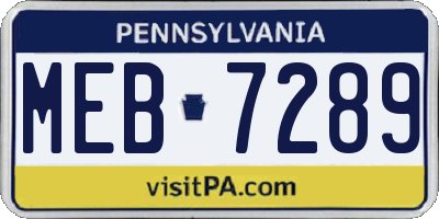 PA license plate MEB7289