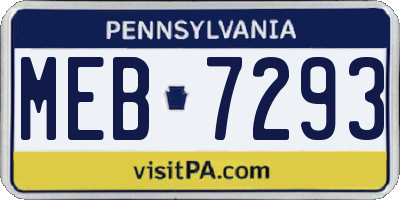 PA license plate MEB7293