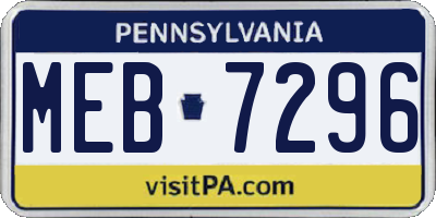 PA license plate MEB7296