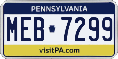 PA license plate MEB7299