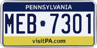 PA license plate MEB7301