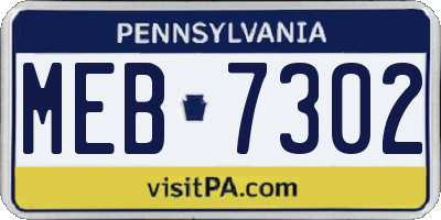 PA license plate MEB7302