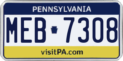 PA license plate MEB7308