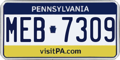 PA license plate MEB7309