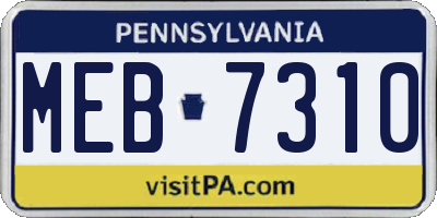 PA license plate MEB7310
