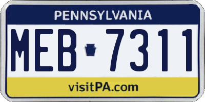 PA license plate MEB7311