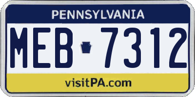 PA license plate MEB7312