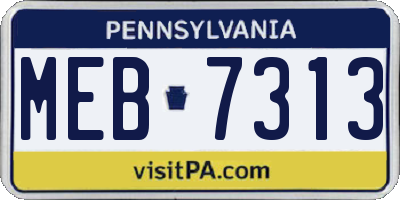 PA license plate MEB7313