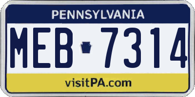 PA license plate MEB7314
