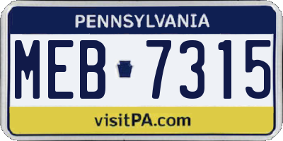 PA license plate MEB7315