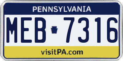 PA license plate MEB7316
