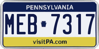 PA license plate MEB7317