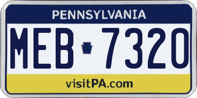 PA license plate MEB7320