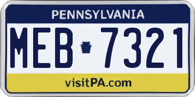 PA license plate MEB7321