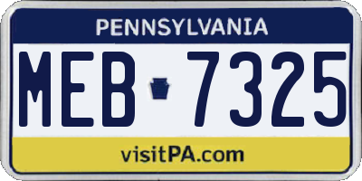 PA license plate MEB7325