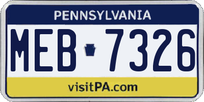 PA license plate MEB7326