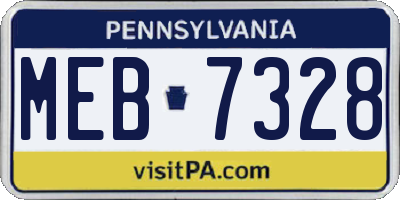 PA license plate MEB7328