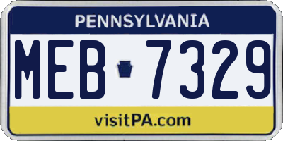 PA license plate MEB7329