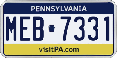 PA license plate MEB7331