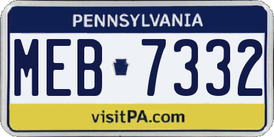 PA license plate MEB7332