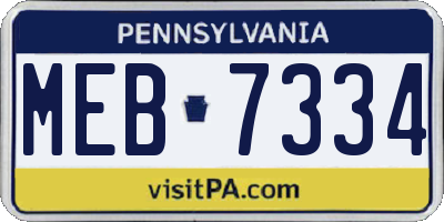 PA license plate MEB7334