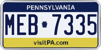 PA license plate MEB7335