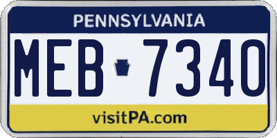 PA license plate MEB7340