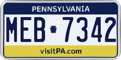 PA license plate MEB7342