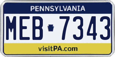 PA license plate MEB7343