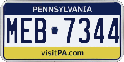 PA license plate MEB7344