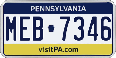 PA license plate MEB7346
