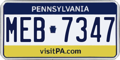 PA license plate MEB7347