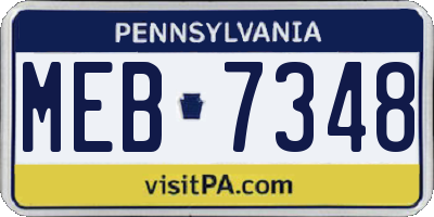 PA license plate MEB7348