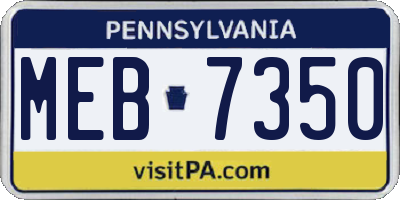 PA license plate MEB7350
