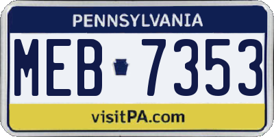 PA license plate MEB7353