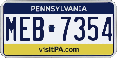 PA license plate MEB7354