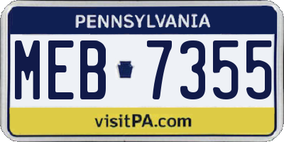 PA license plate MEB7355
